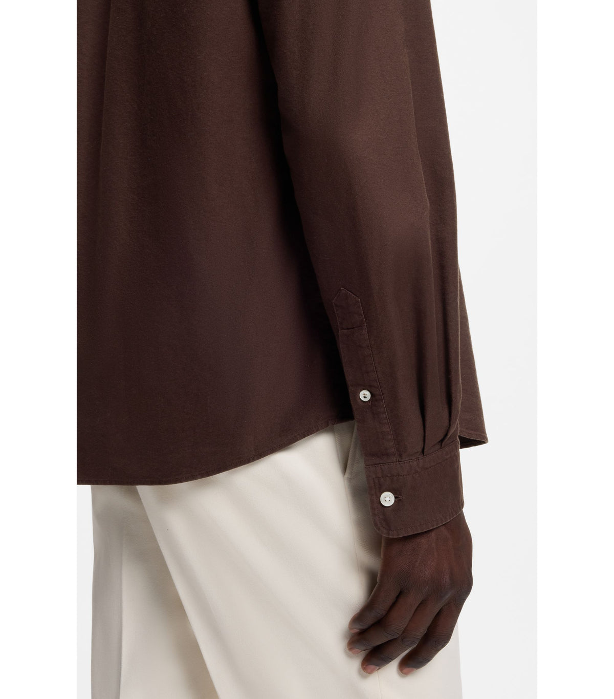 Regular-fit button down-skjorta i Oxford-bomull - Mörkbrun