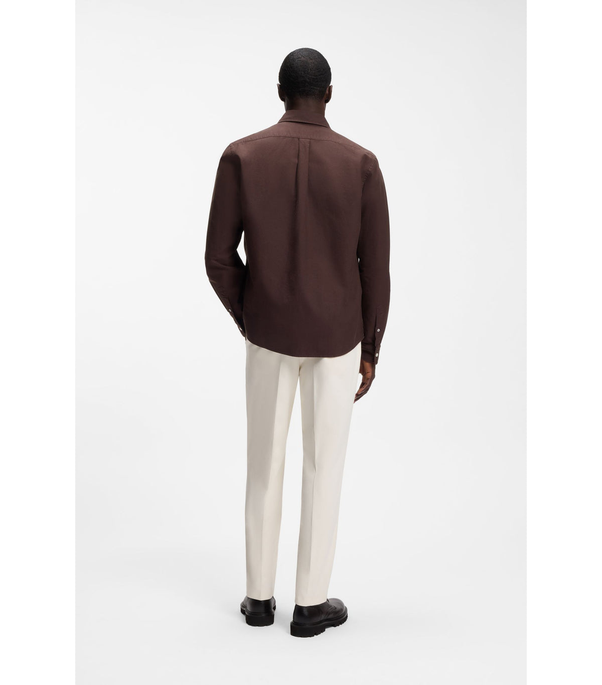 Regular-fit button down-skjorta i Oxford-bomull - Mörkbrun