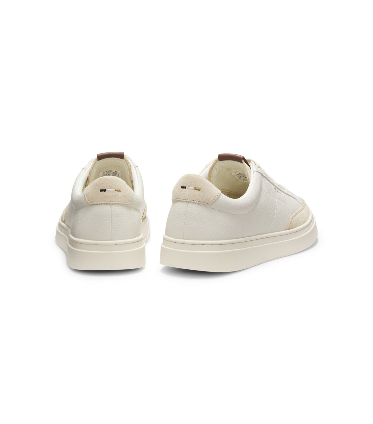 Sneakers i läder med mockadetaljer - Vit