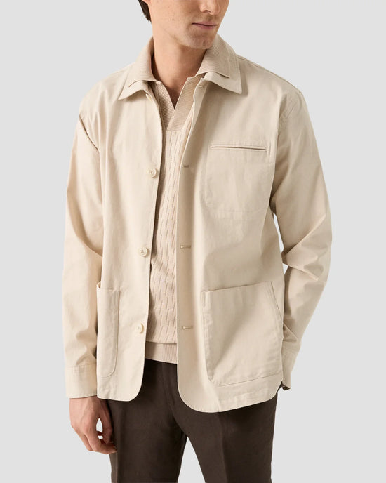 Jacquard beige open collar polo shirt herr