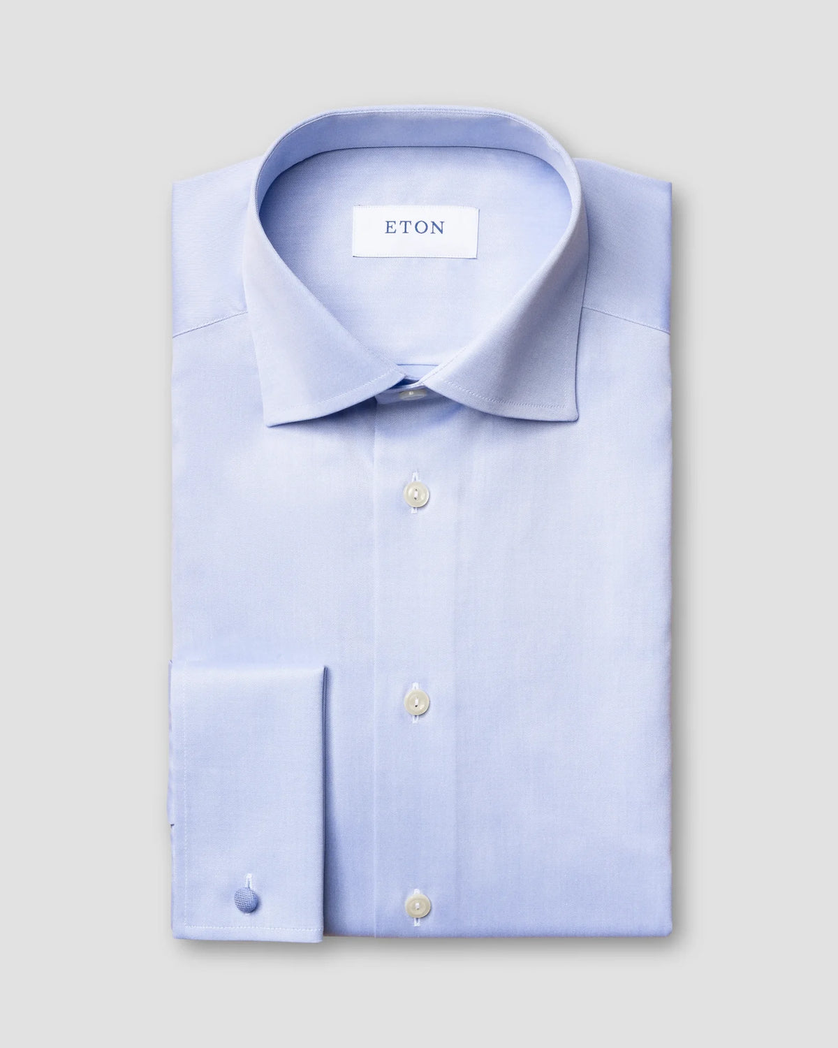 Signature Twill-skjorta Slim, dubbel manschett - Ljusblå – detalj