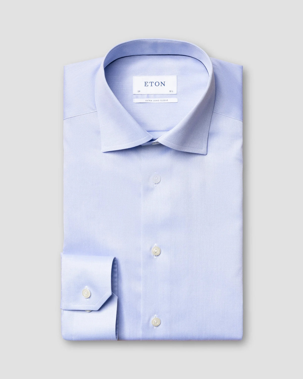 Signature Twill-skjorta Contemporary, extra långa ärmar - Ljusblå – framsida