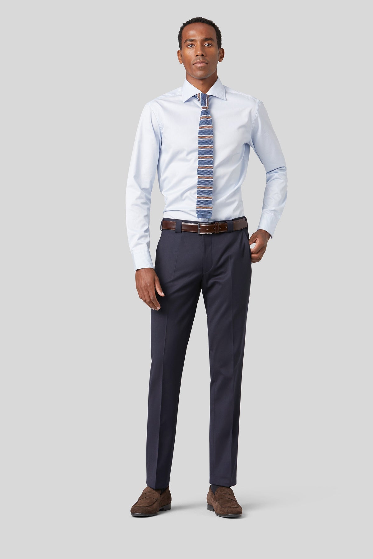 Roma Premium Soft Twill Byxor - Marinblå – baksida
