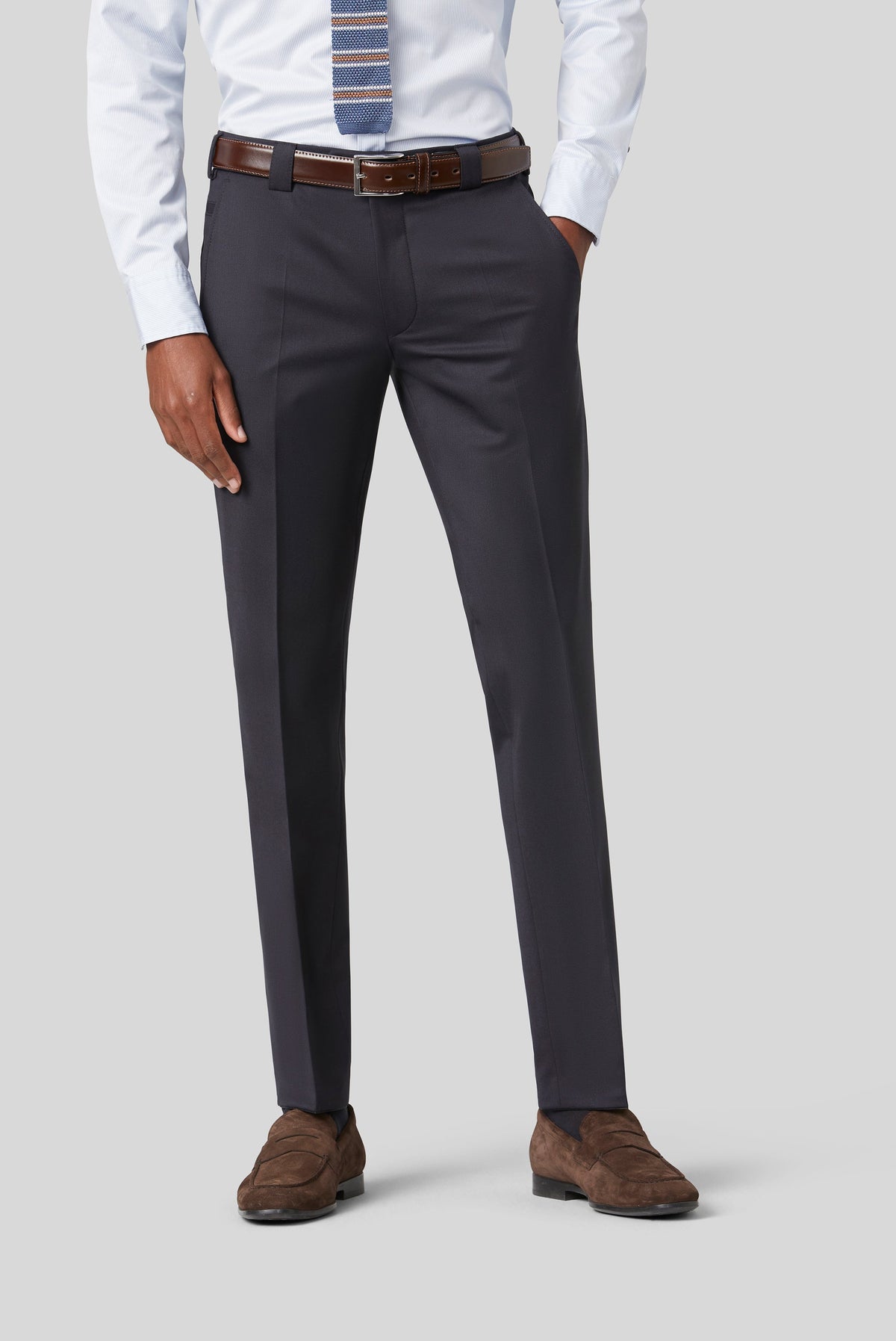 Roma Premium Soft Twill Byxor - Marinblå – framsida