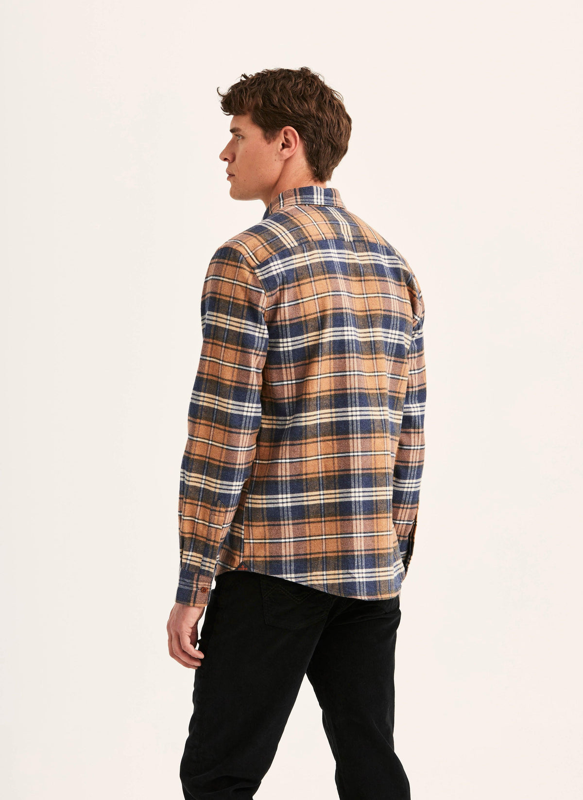 Morris Flannel Big Check Shirt-Slim Fit i färgen 07 Camel