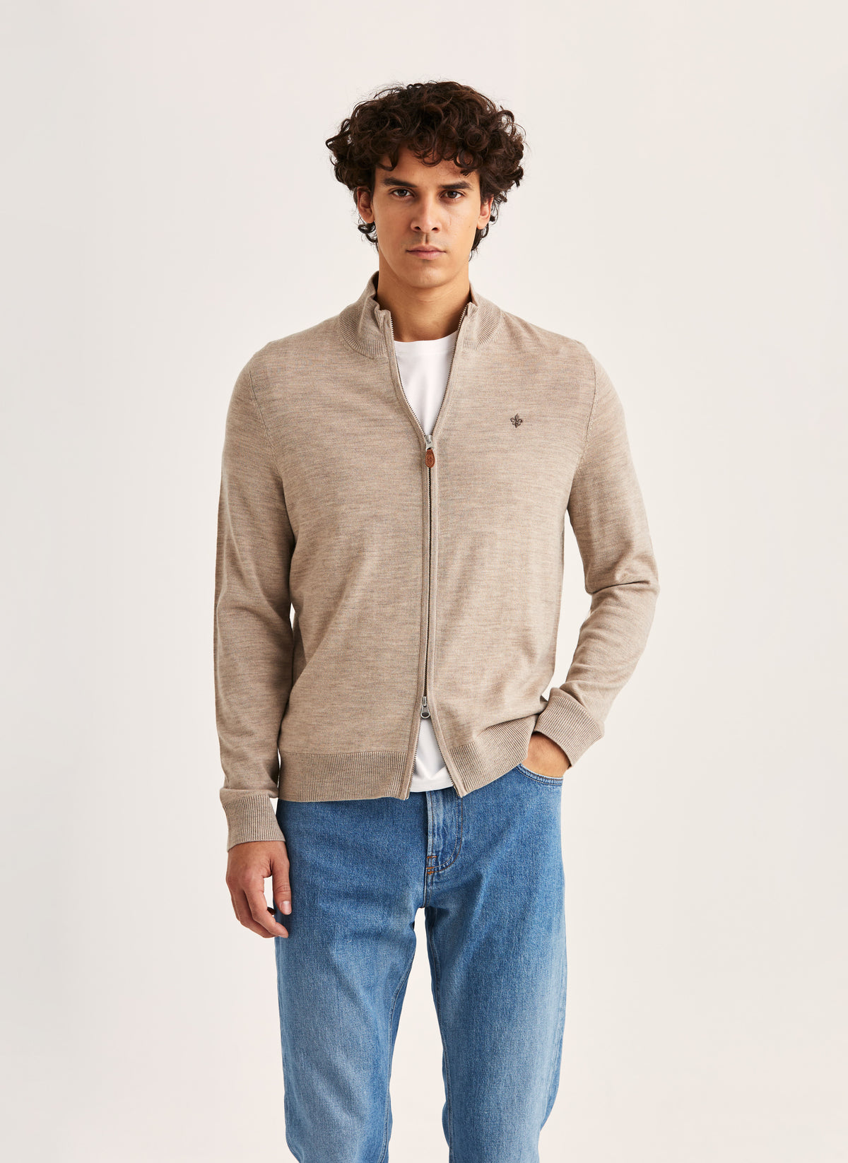 Merino Zip Cardigan - 05 Khaki