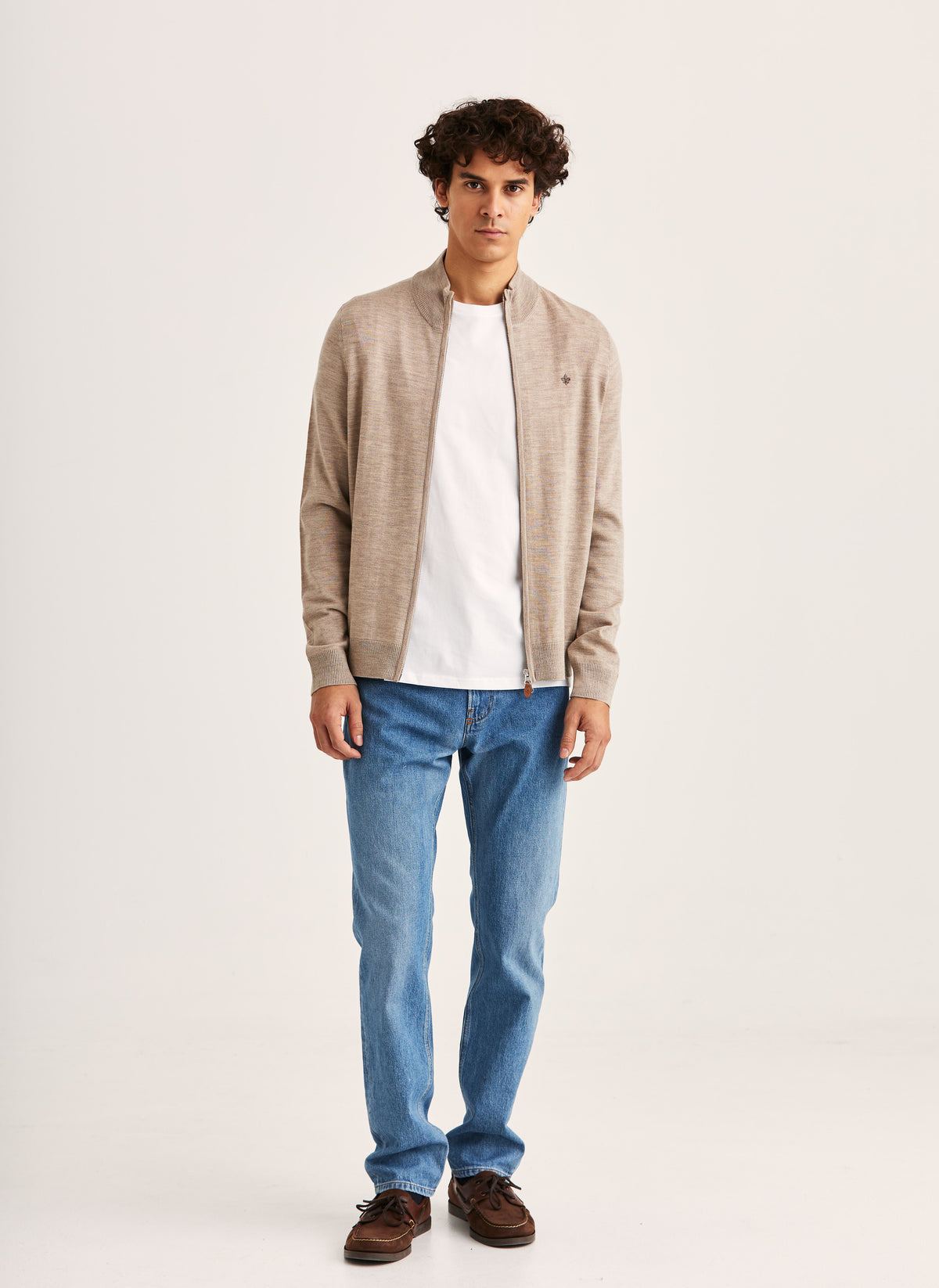Merino Zip Cardigan - 05 Khaki