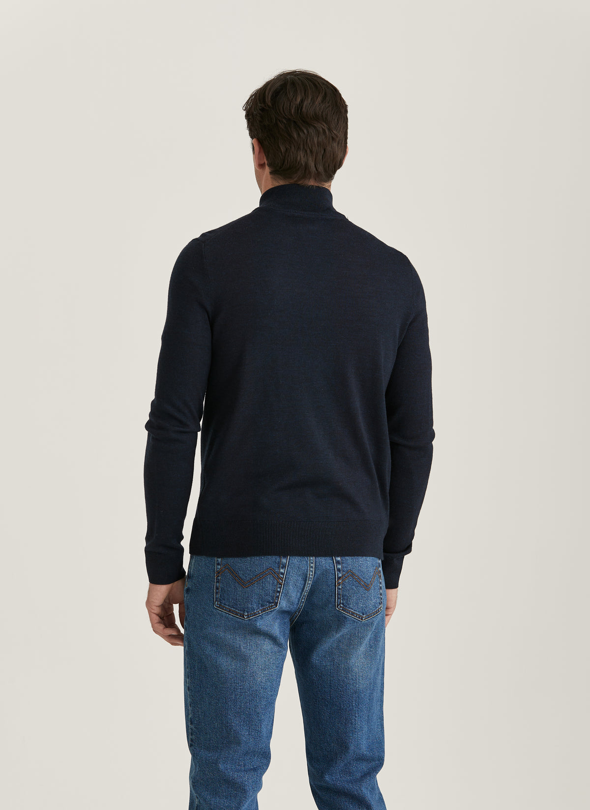 Merino Zip Cardigan - 60 Navy