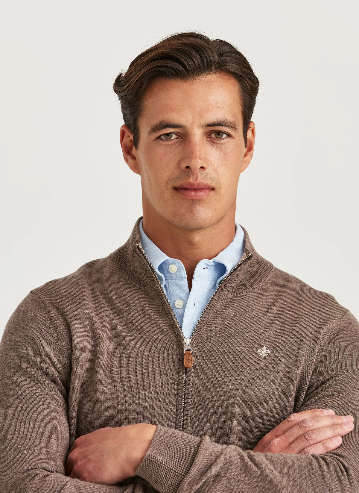 Morris Merino Zip Cardigan brun