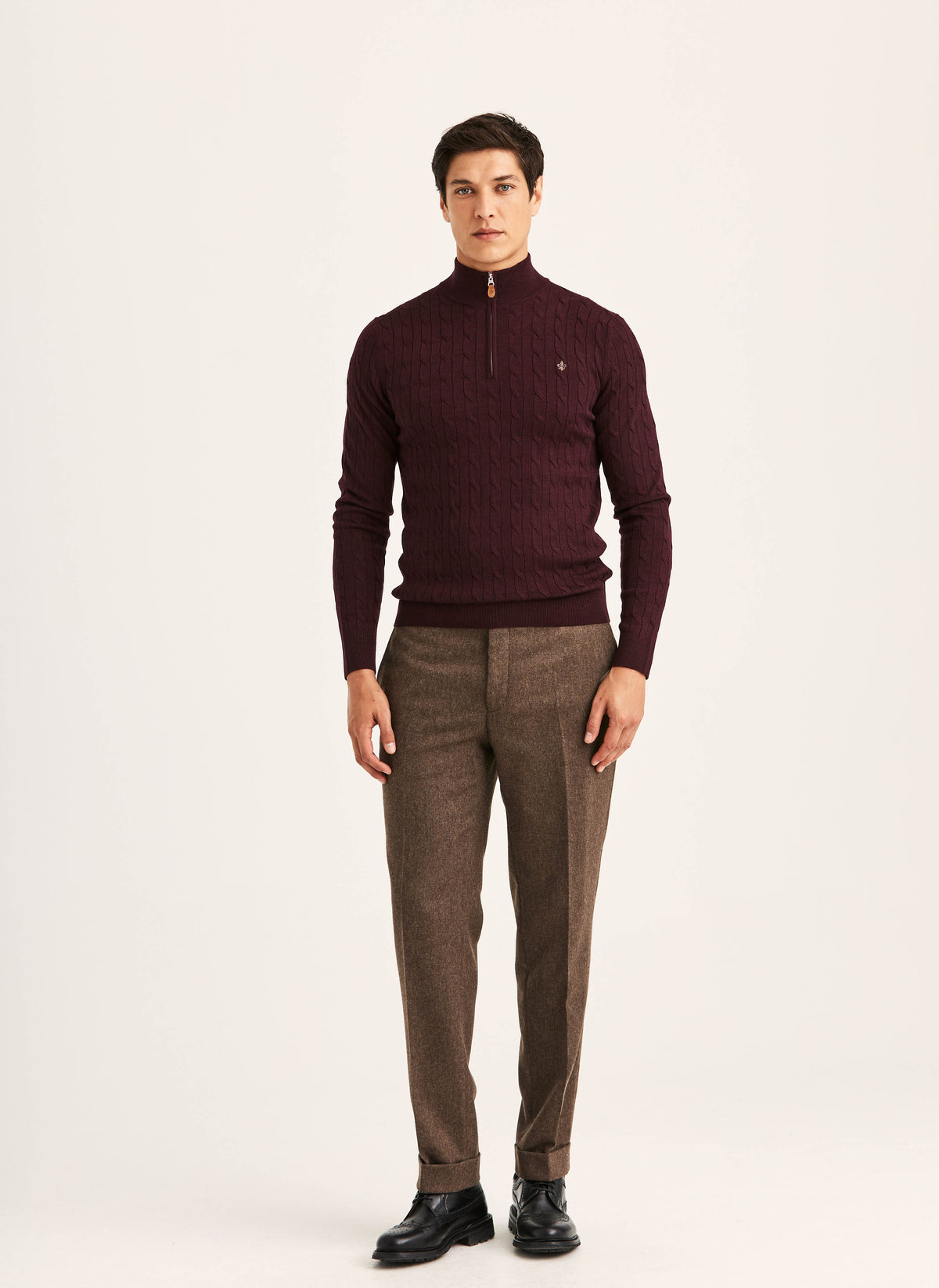 Merino Cable John Zip - 48 Wine Red