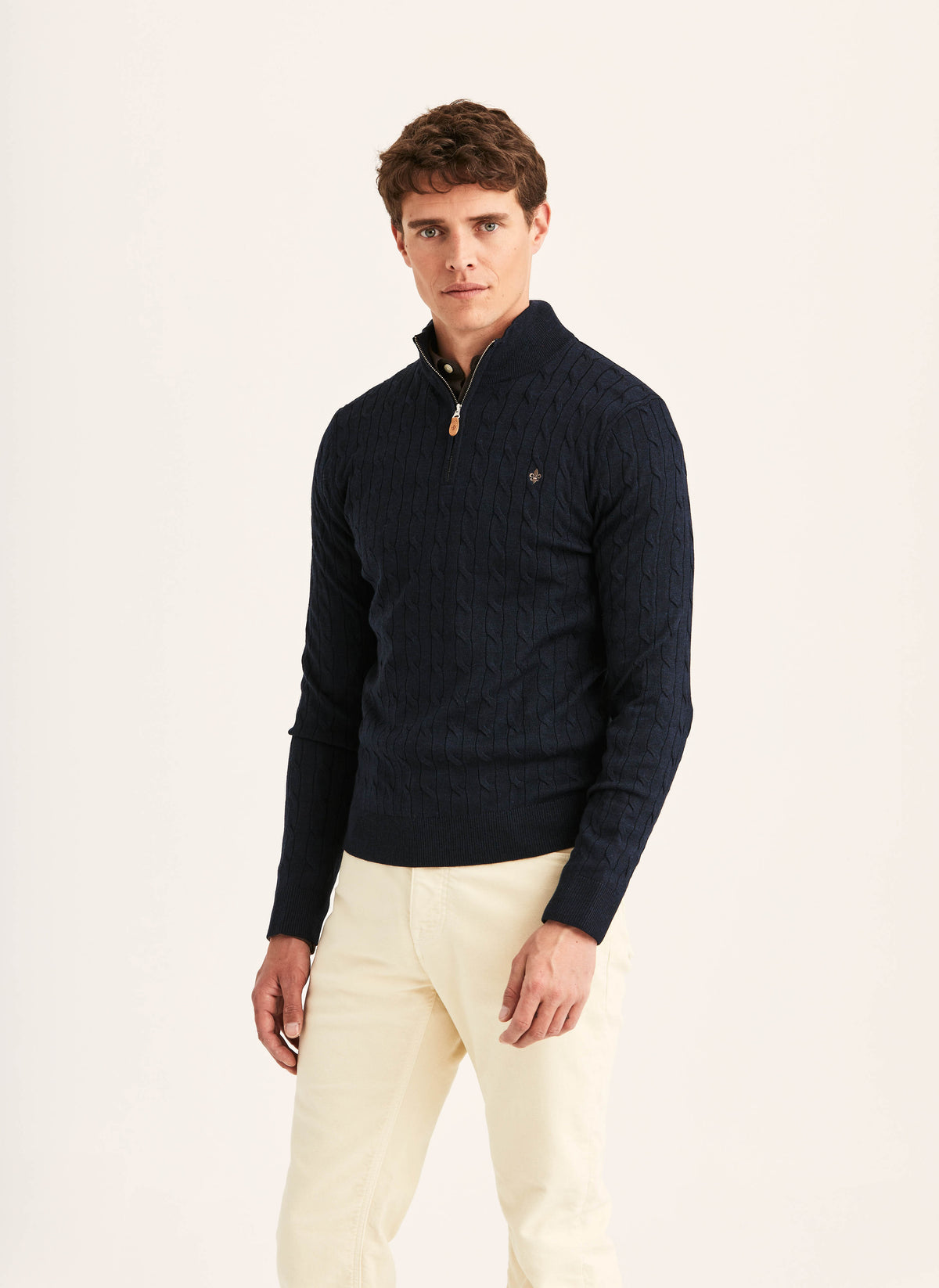 Merino Cable John Zip - 60 Navy