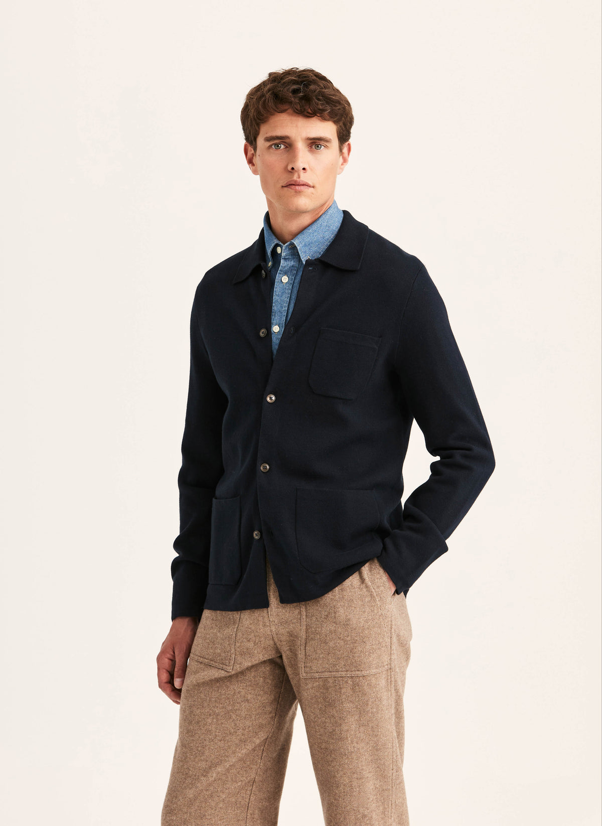 Dudley Knitted Overshirt - Old Blue