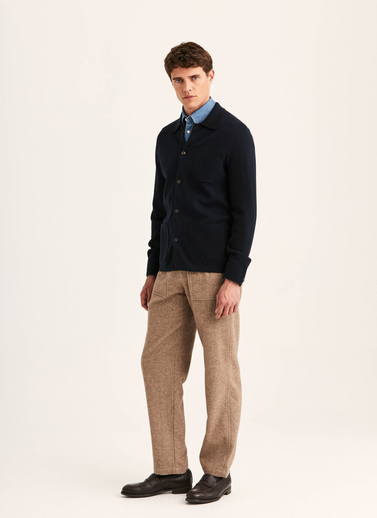 Dudley Knitted Overshirt - Old Blue