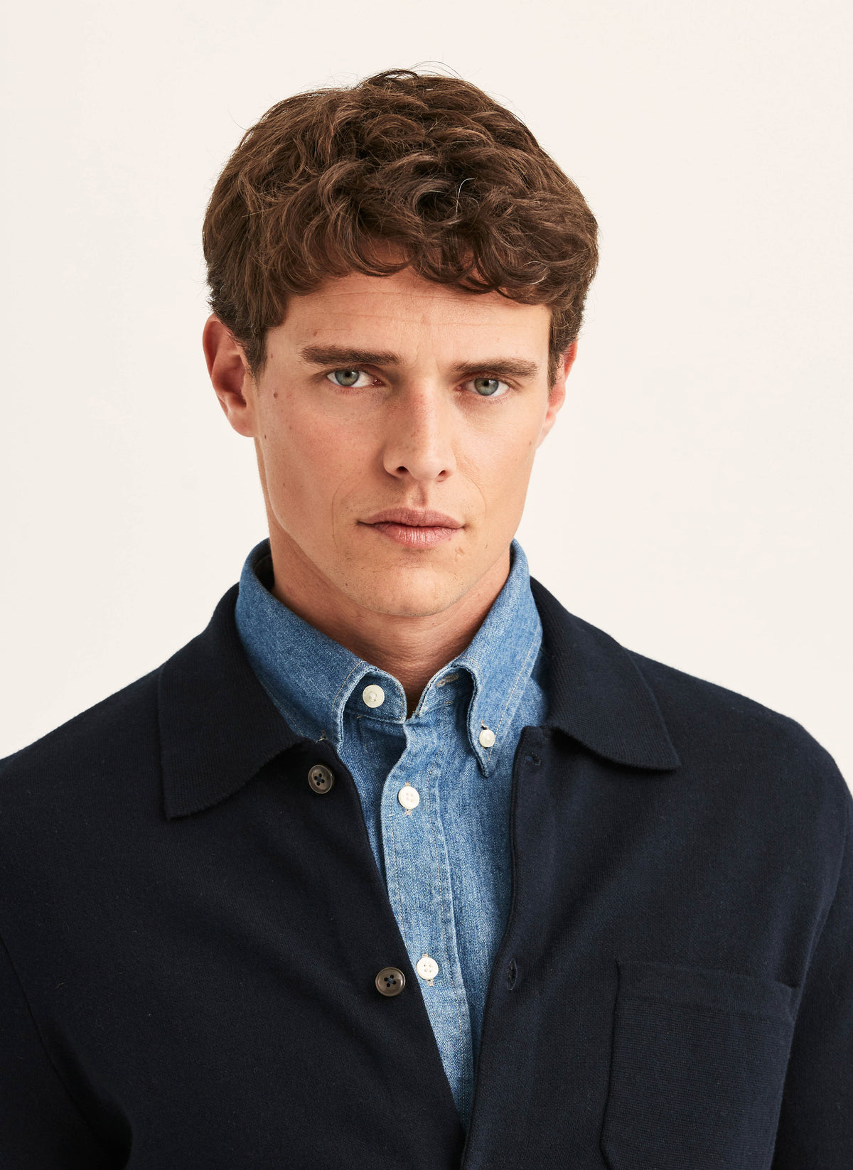 Dudley Knitted Overshirt - Old Blue