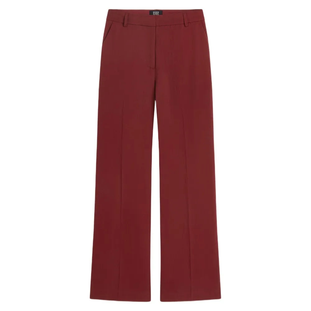 Edie - high-rise wide-leg lyocell blend pants - Pomegranate
