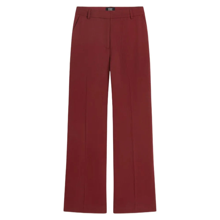 Edie - high-rise wide-leg lyocell blend pants - Pomegranate