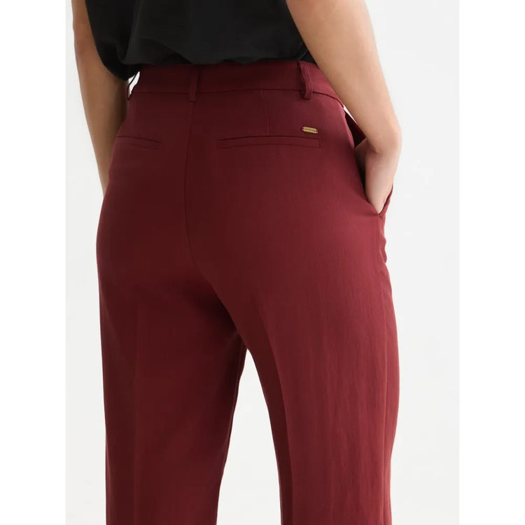 Edie - high-rise wide-leg lyocell blend pants - Pomegranate