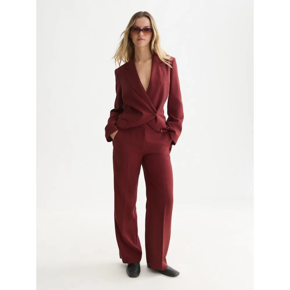 Edie - high-rise wide-leg lyocell blend pants - Pomegranate