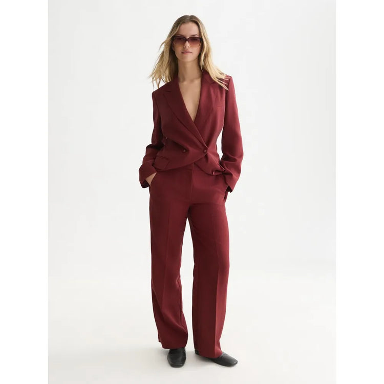 Edie - high-rise wide-leg lyocell blend pants - Pomegranate