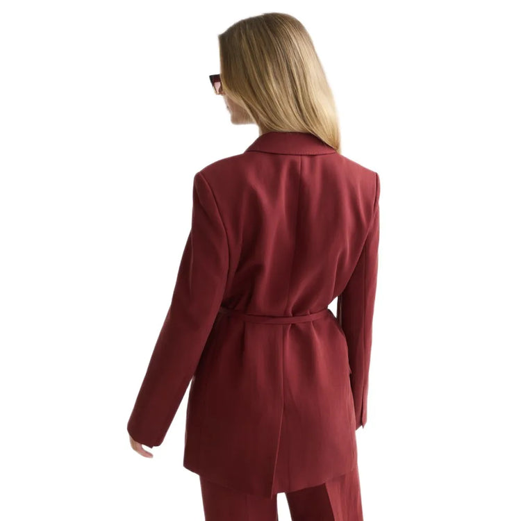 Lyocell blend double breasted blazer - Pomegranate