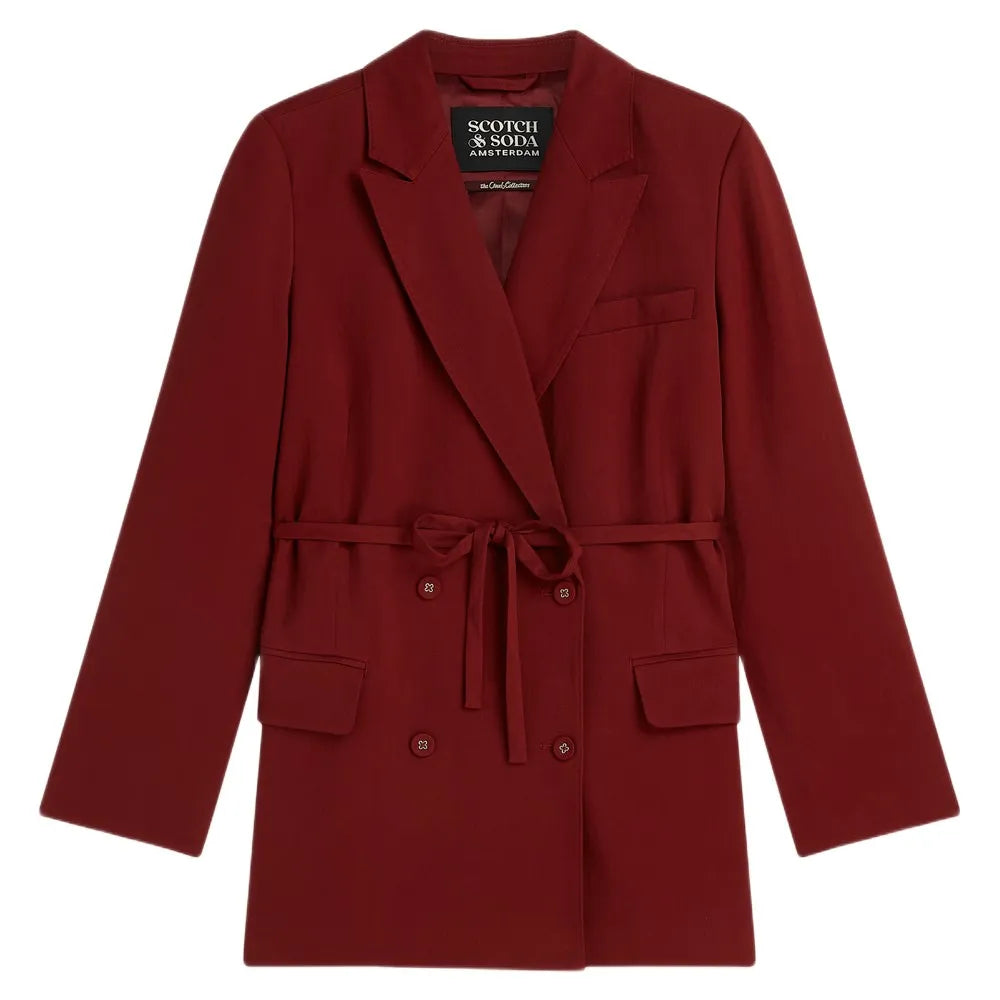 Lyocell blend double breasted blazer - Pomegranate