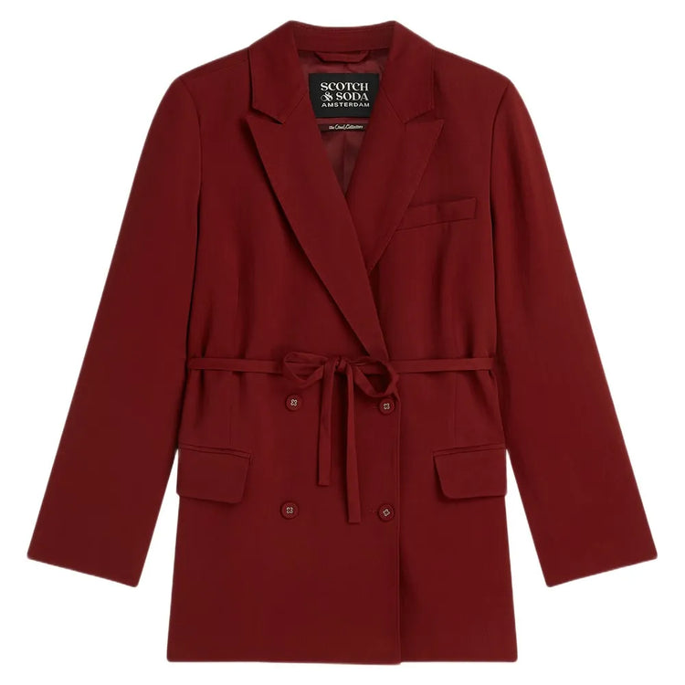 Lyocell blend double breasted blazer - Pomegranate