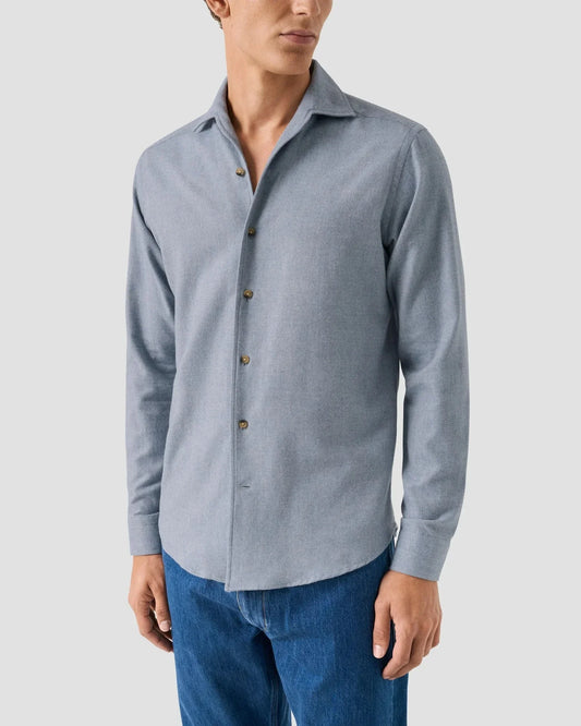 Solid Flannel Shirt herr skjorta – Holmens Herr