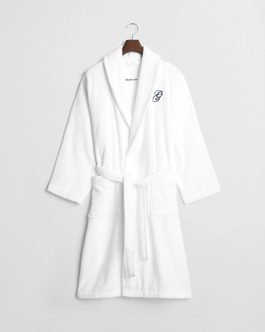 Gant vit badrock herrbomull med broderad logotyp