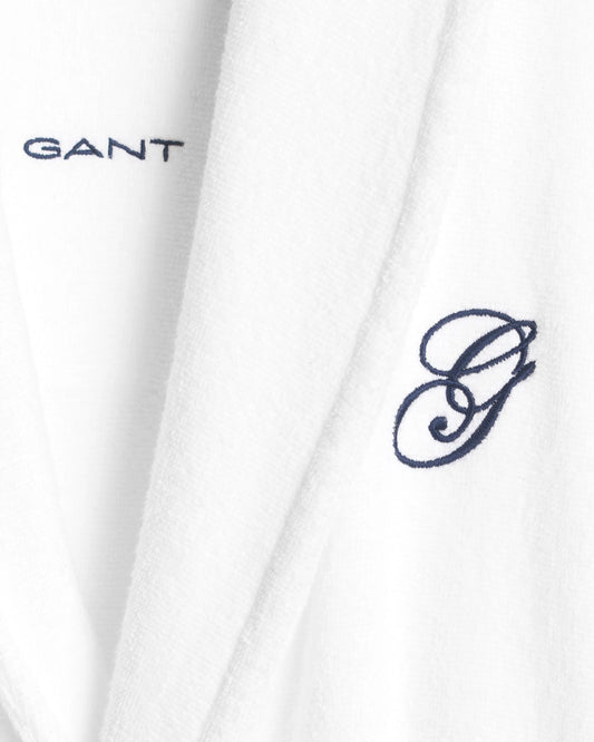 Gant vit morgonrock herr bomull broderad logotyp