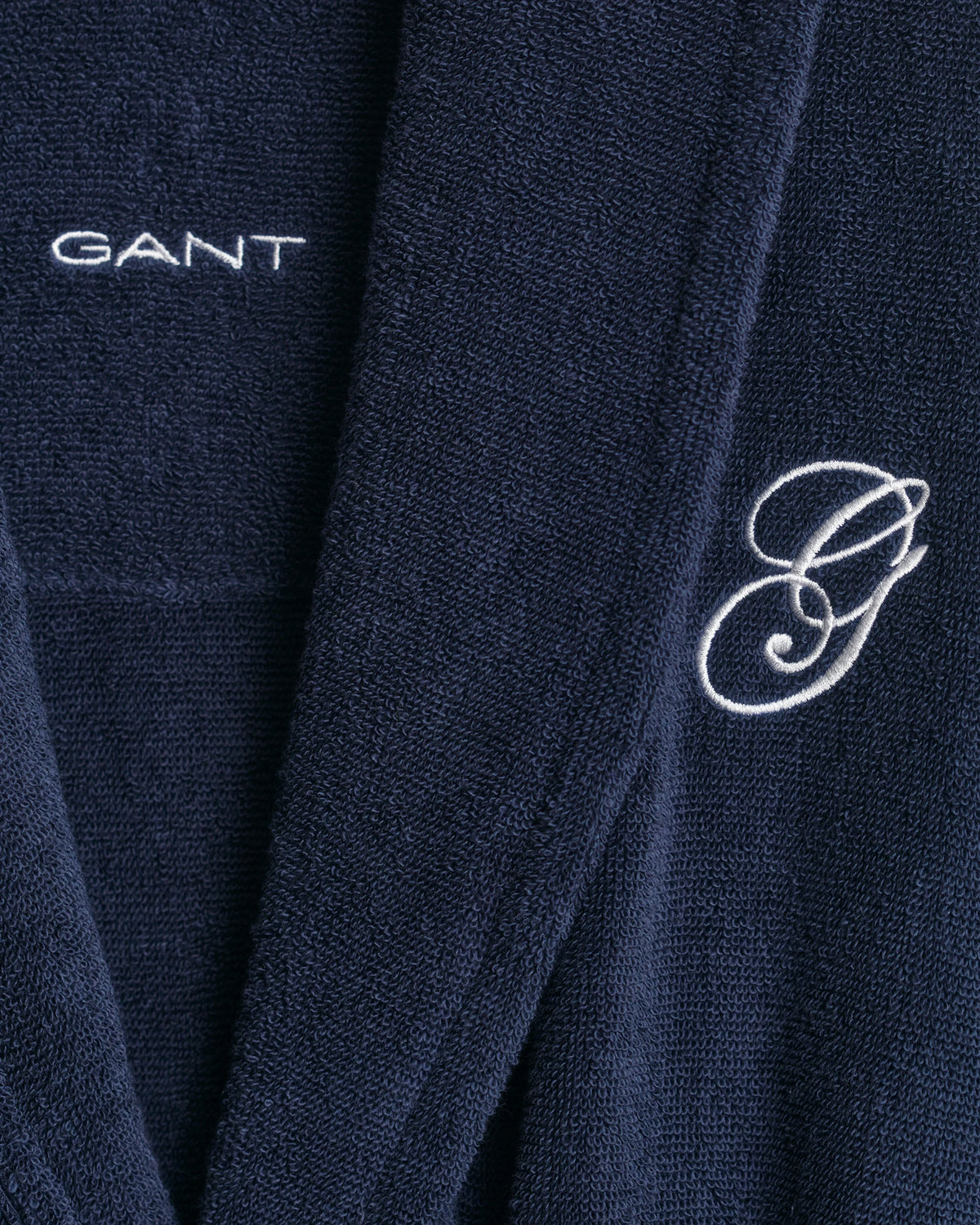 Gant marinblå morgonrock herr bomull broderad logotyp