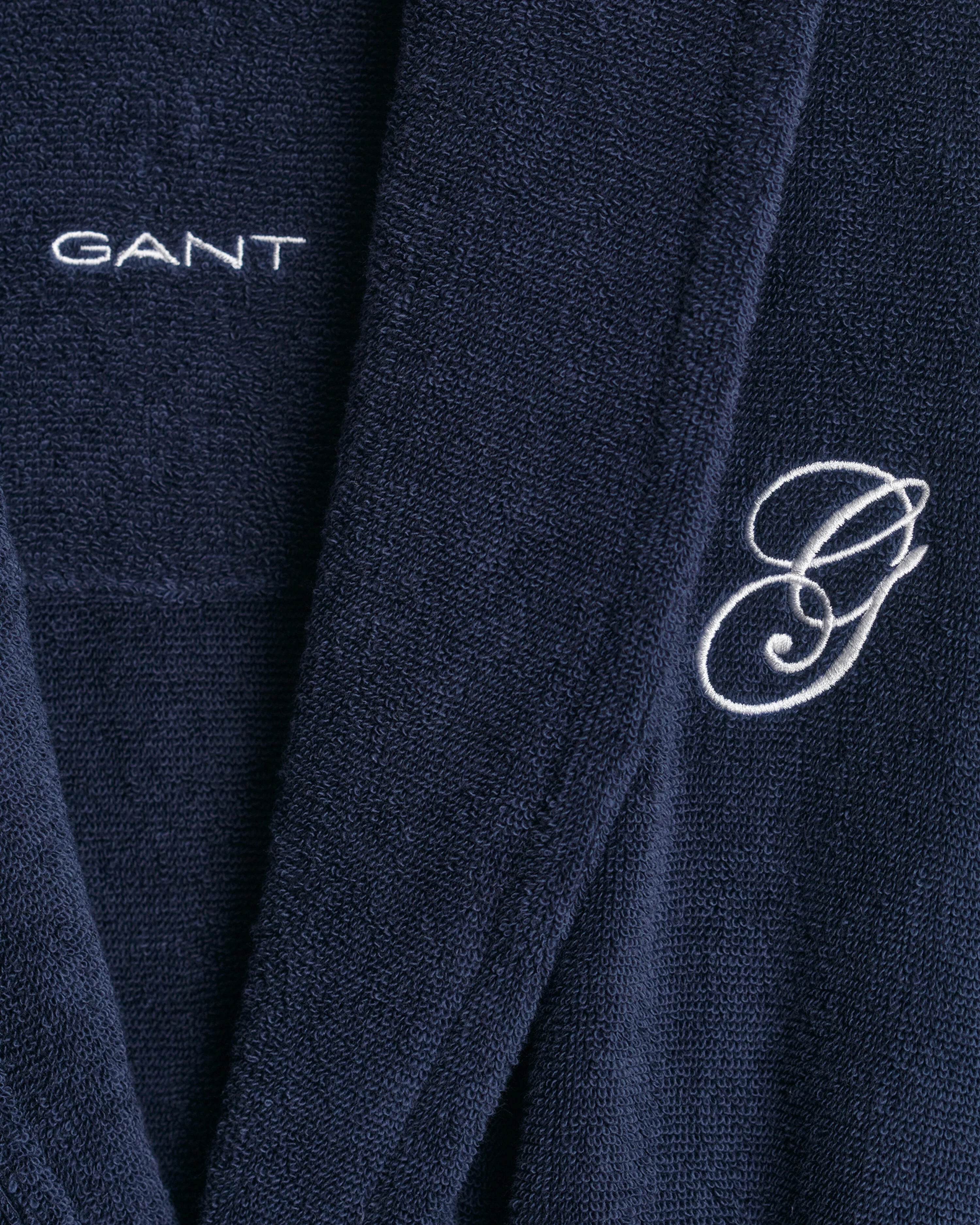 Gant marinblå morgonrock herr bomull broderad logotyp