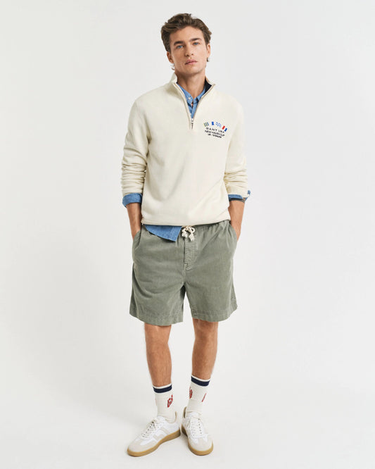 Regular fit solblekta shorts med dragsko - KALAMATA GREEN