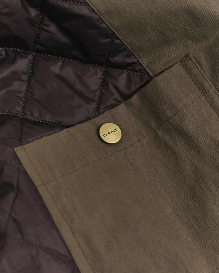 Jacka i vaxad bomull - Dark Moss Green