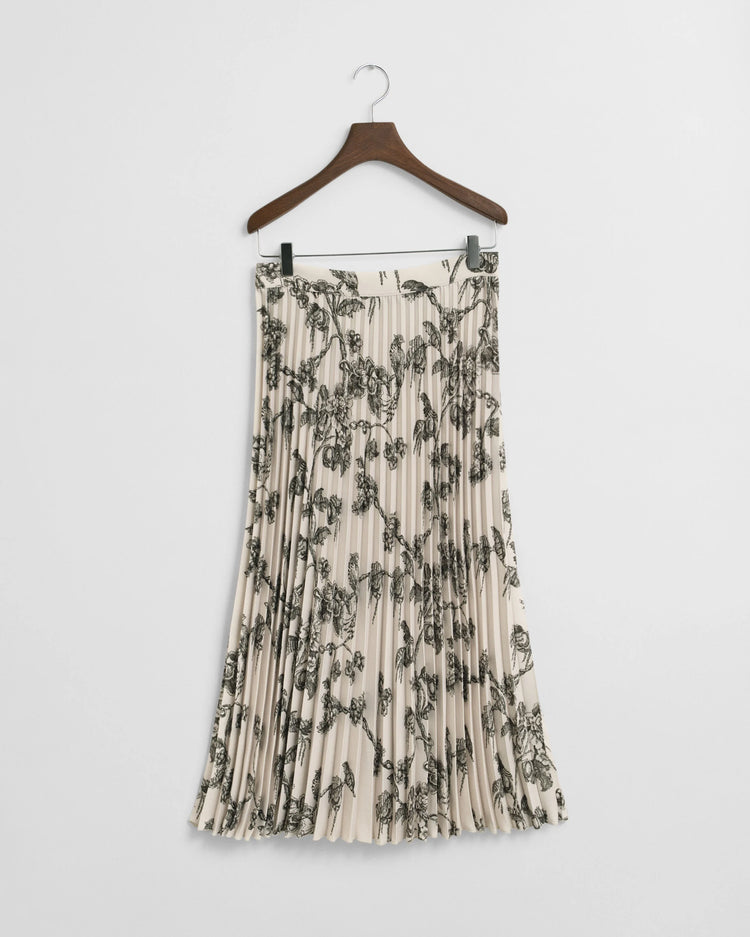 Veckad trädmönstrad kjol - Grön