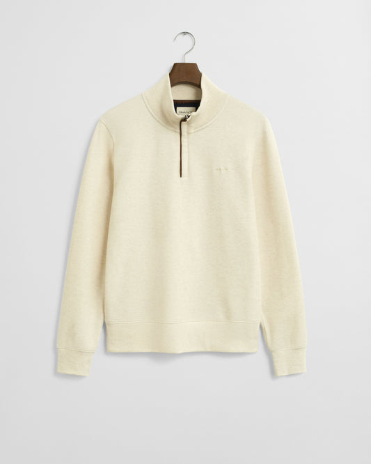 Sweatshirt med HALF ZIP - CREAM