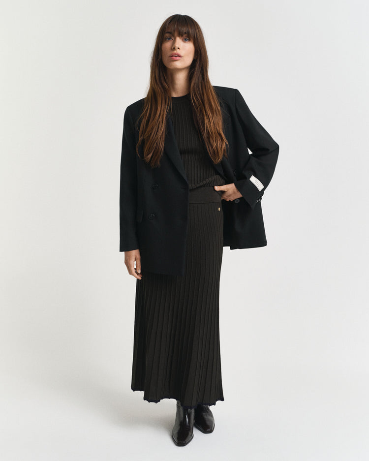 Ribbstickad kontrastfärgad kjol - Grön