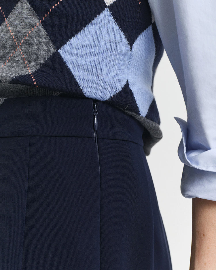 Vid Veckad Midikjol - Marinblå