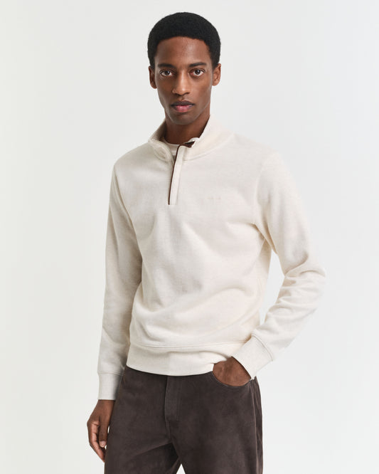 Sweatshirt med HALF ZIP - CREAM