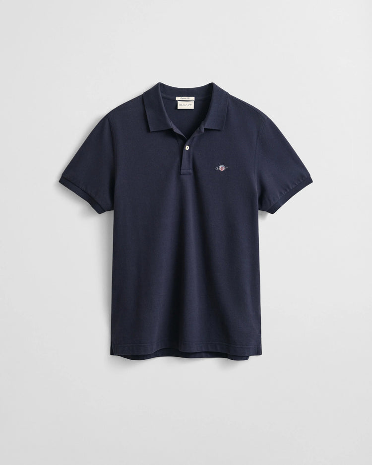 REG SHIELD SS PIQUE POLO - 433 EVENING BLUE
