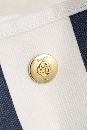 Gant randig canvas tyg detalj med guldfärgad knapp herrkläder