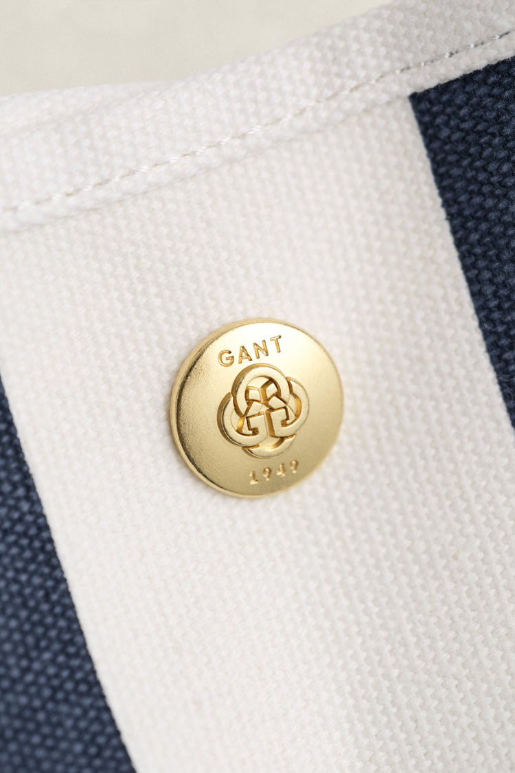 Gant randig canvas tyg detalj med guldfärgad knapp herrkläder