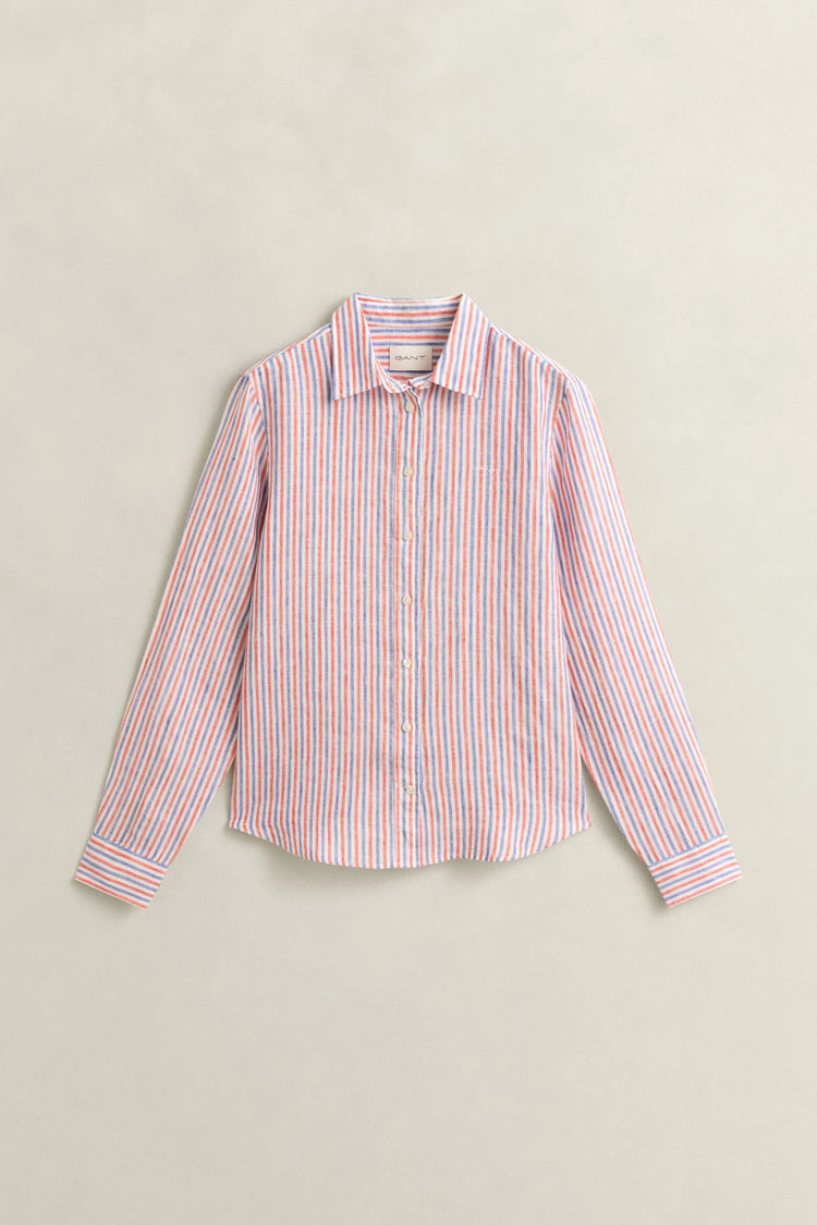 REG STRIPED LINEN LS SHIRT - MULTICOLOR