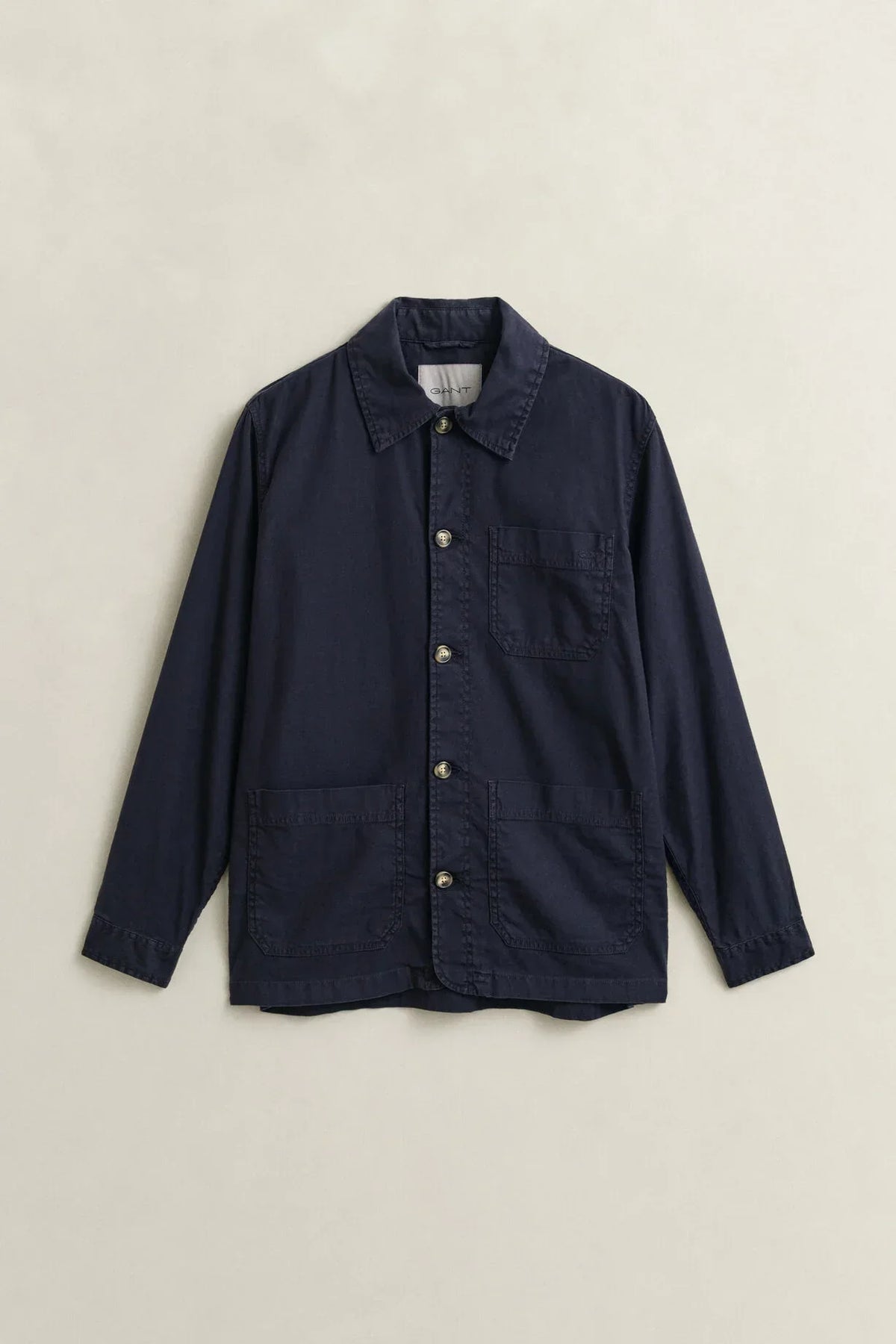Gant marinblå overshirt herr med bröstficka och knappar