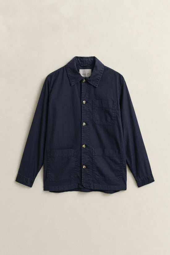 Gant marinblå overshirt herr med bröstficka och knappar