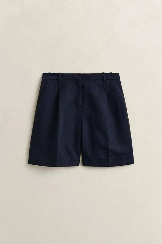 TAILORED LINEN BLEND SHORTS - EVENING BLUE