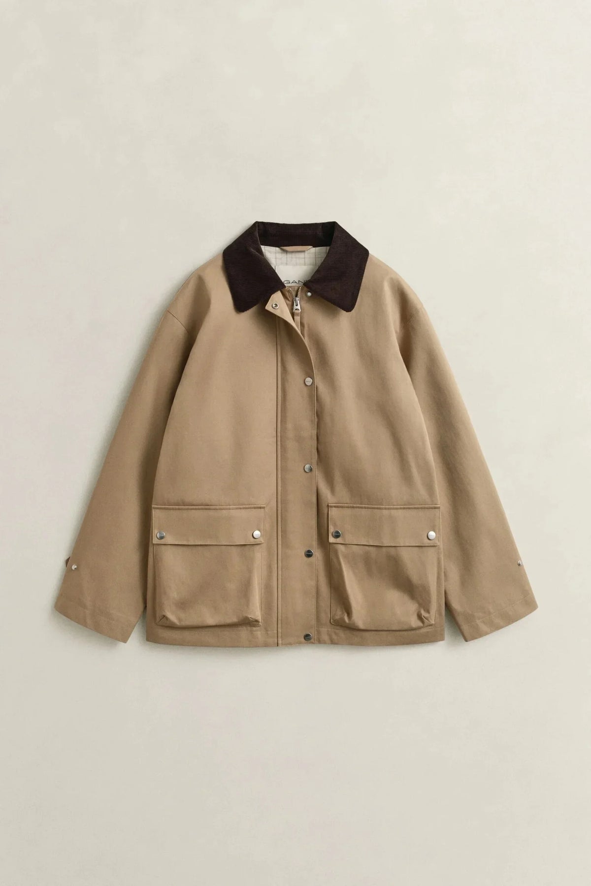 Gant beige jacka med mörkbrun krage herr