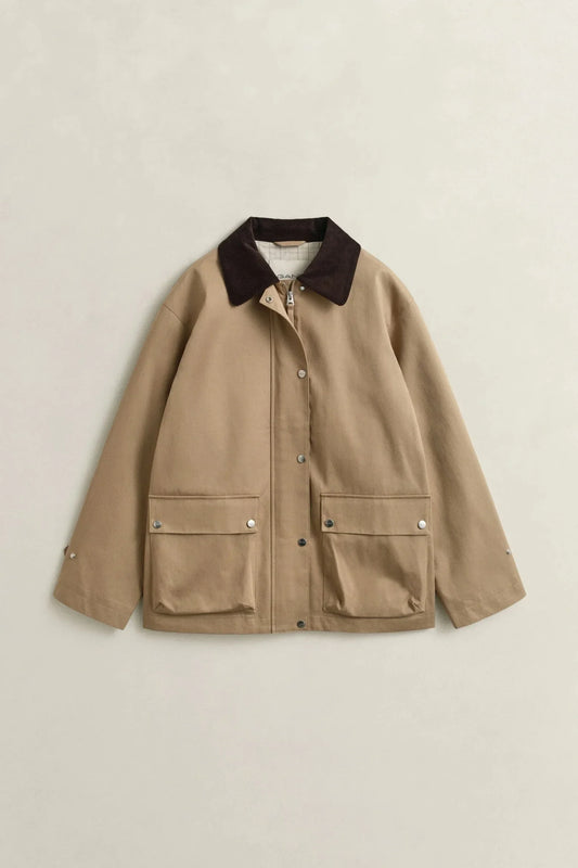 Gant beige jacka med mörkbrun krage herr
