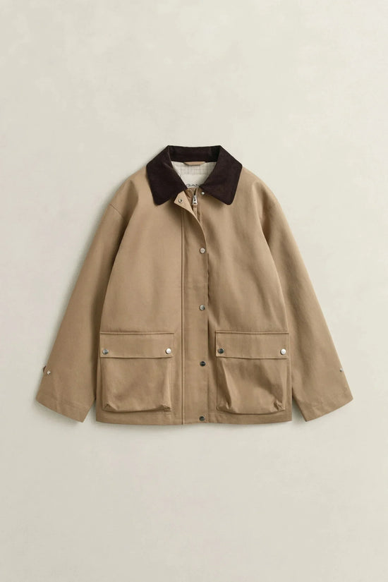 Gant beige jacka med mörkbrun krage herr