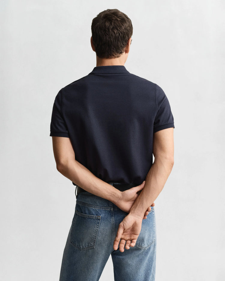 REG SHIELD SS PIQUE POLO - 433 EVENING BLUE