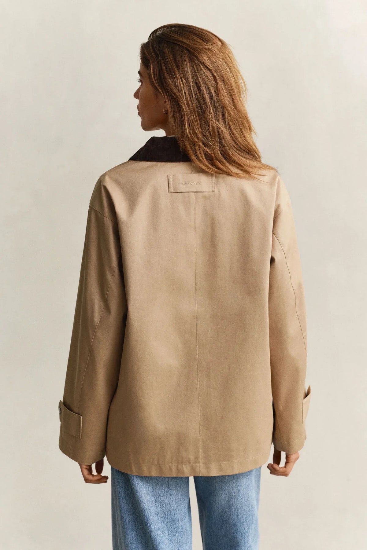 Gant beige jacka med mörk krage herr